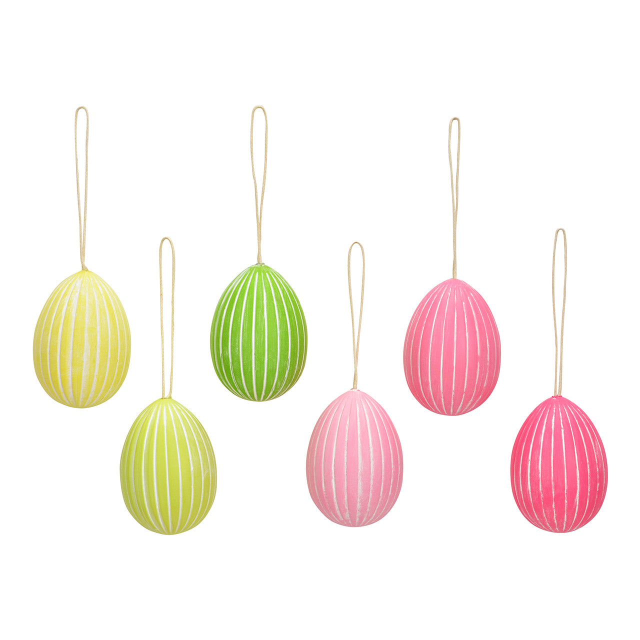 Paaseierenhanger groen/geel/roze plastic