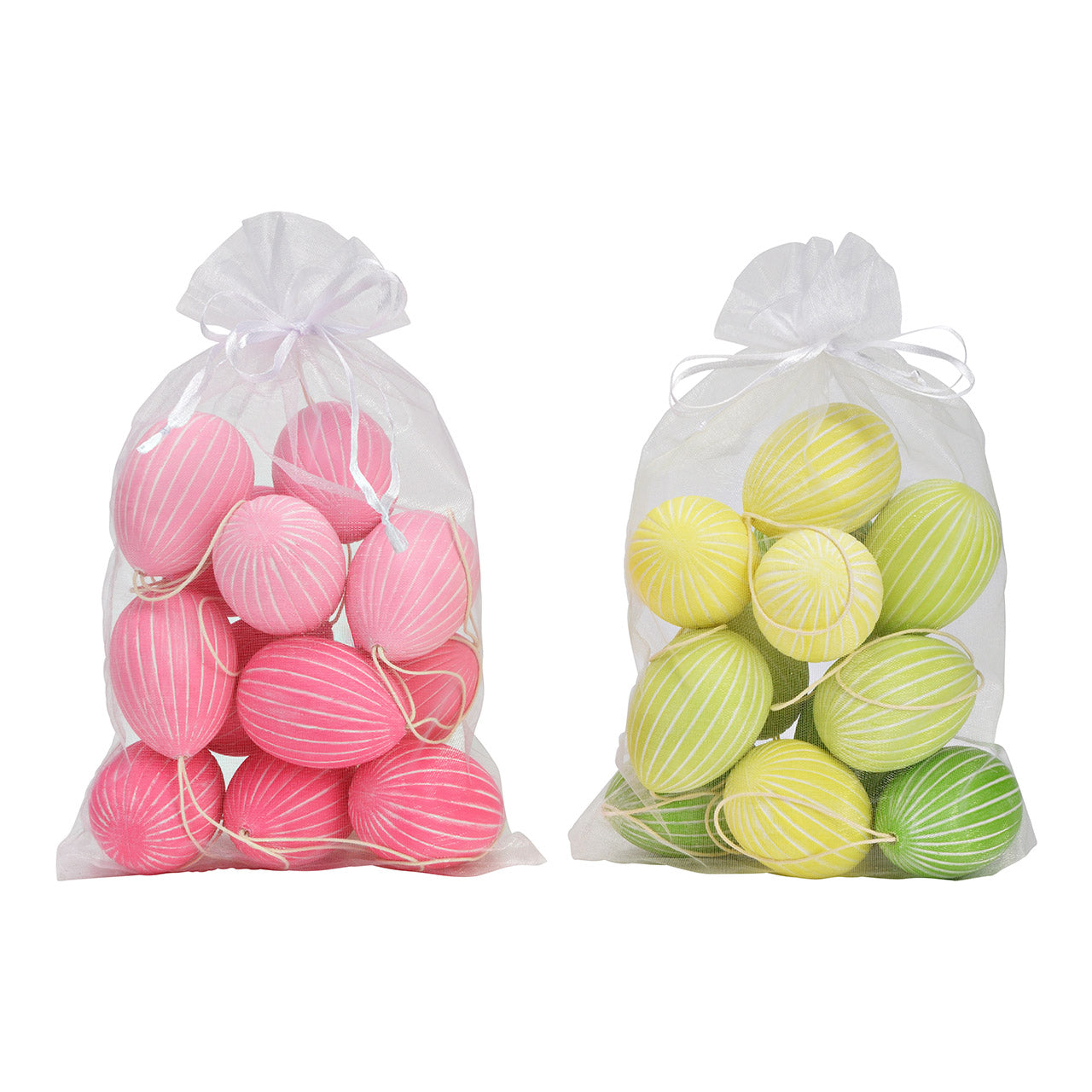 Paaseierenhanger groen/geel/roze plastic