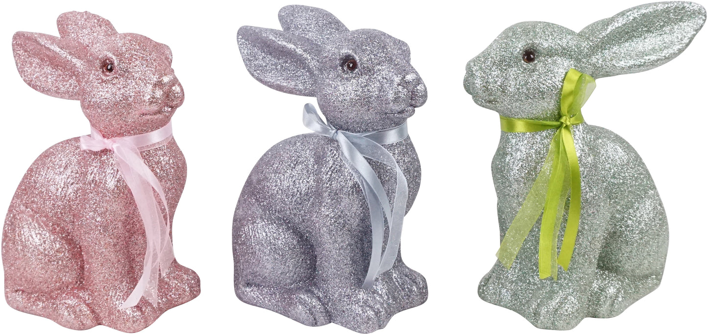 Konijn glitter met strikje