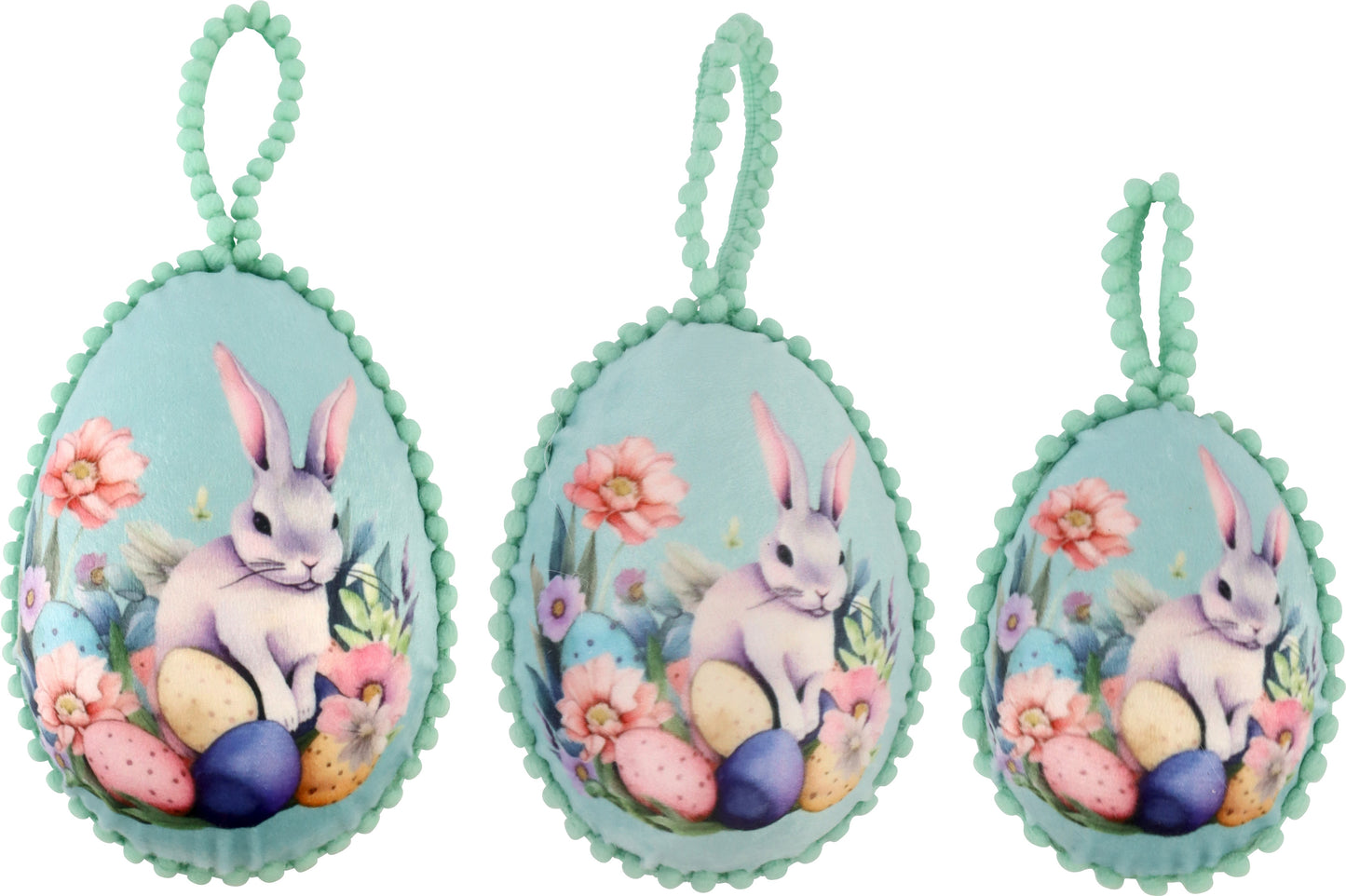 Nostalgische eieren blauw met konijn met paasmandje
