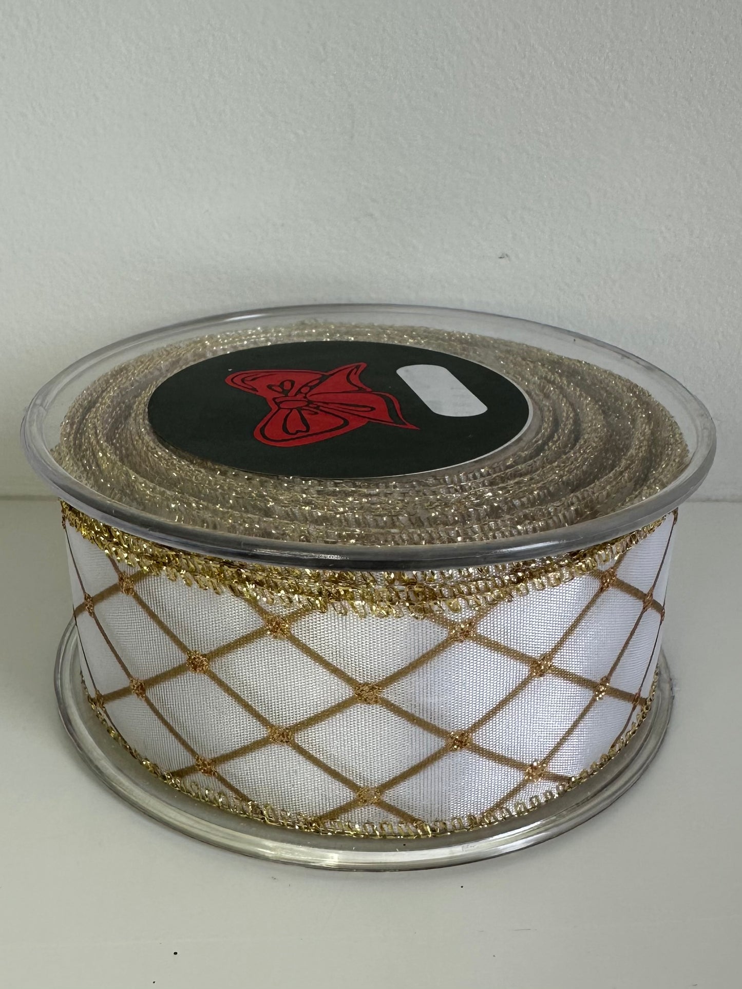 Wit lint met gouden stras
