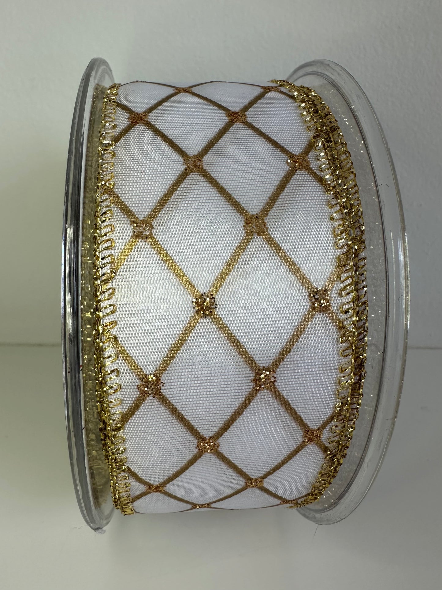 Wit lint met gouden stras