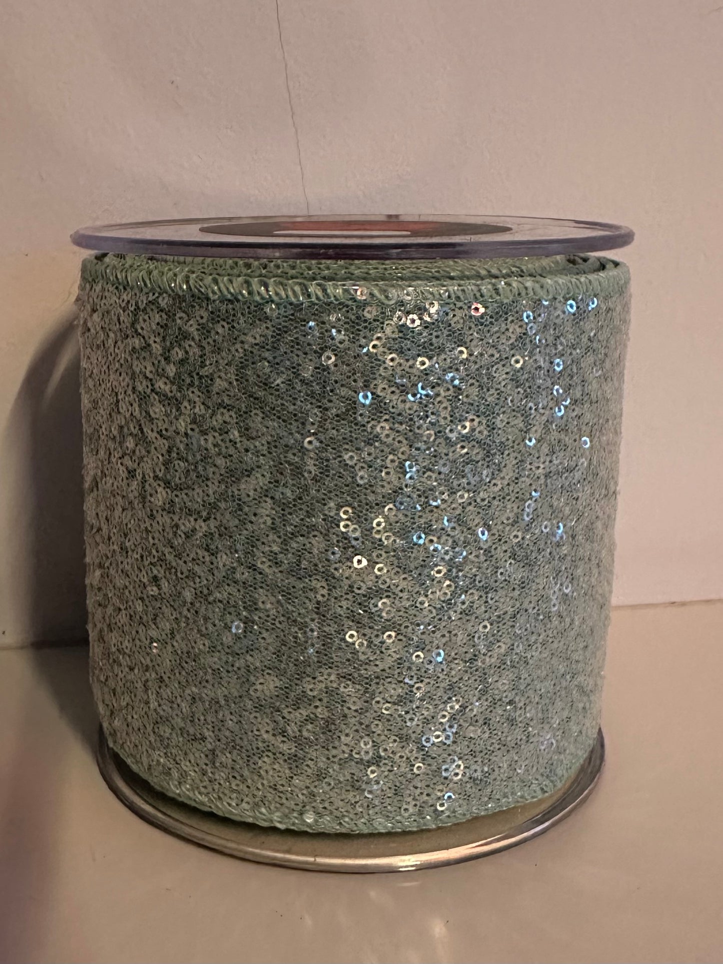 Glitter pastelgroen lint met pailletten