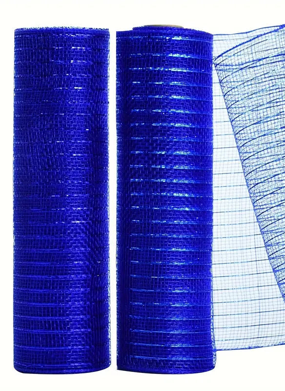 deco stof blauw met metallic glitter lijntje