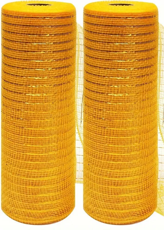 Deco stof geel goud met metallic glitter lijntje