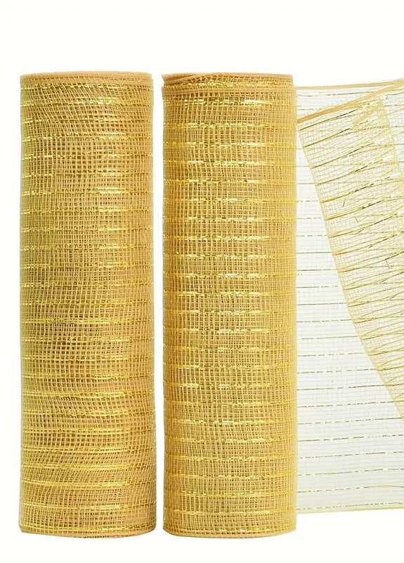 deco stof champagne met metallic glitter lijntje