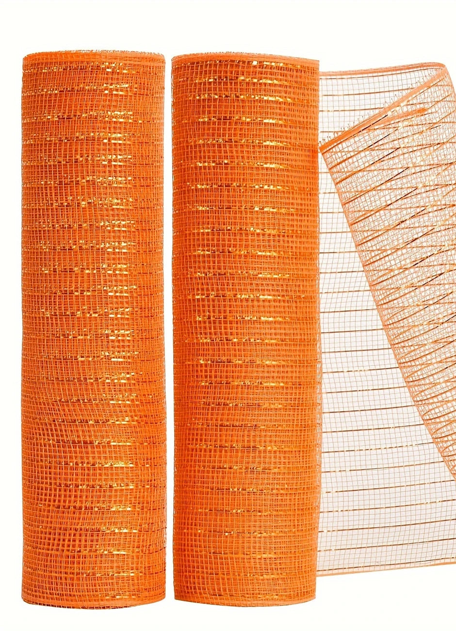 deco stof oranje met metallic glitter lijntje