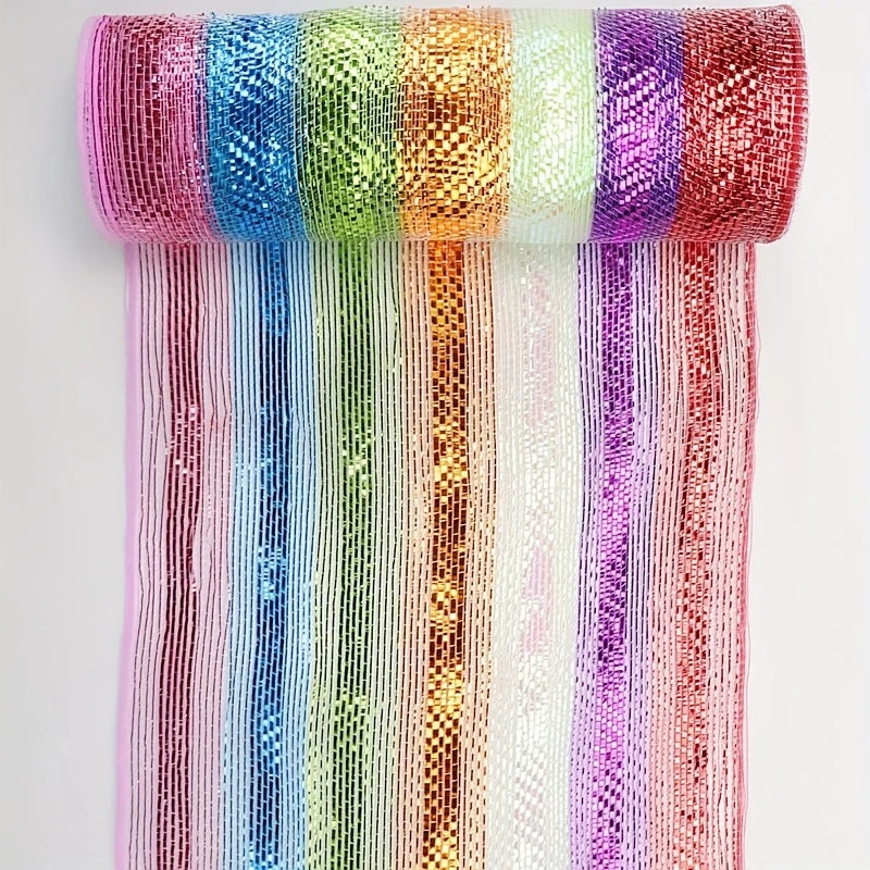 deco stof regenboog met metallic glitter