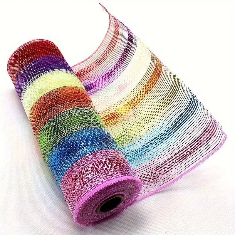 deco stof regenboog met metallic glitter