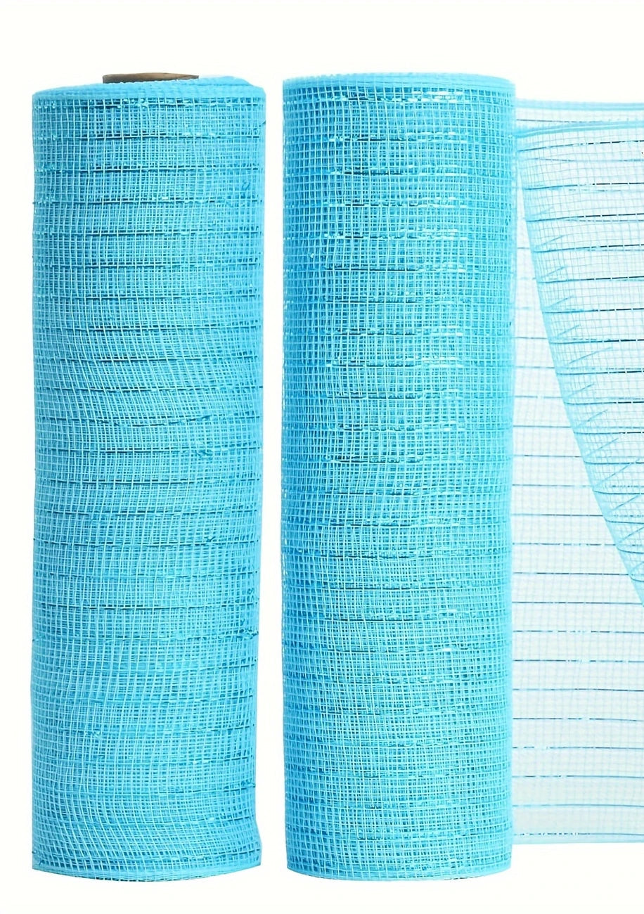 deco stof bubble blue met metallic glitter lijntje