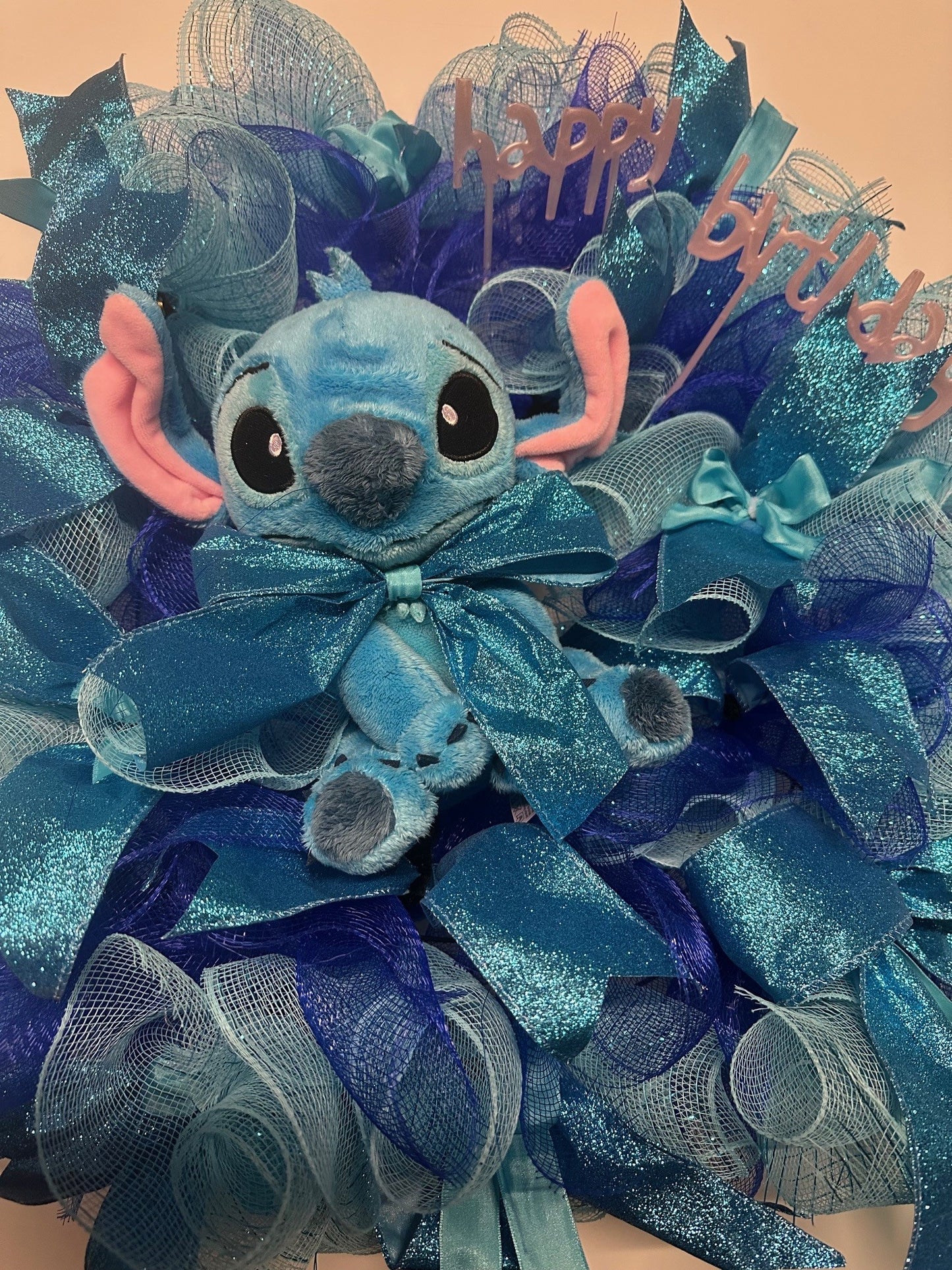 Verjaardagskrans Stitch in mooie blauwe kleuren
