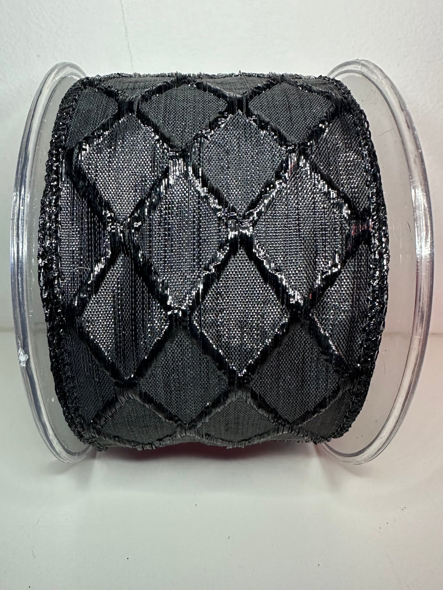 Zwart luxueus lint met ruitenpatroon