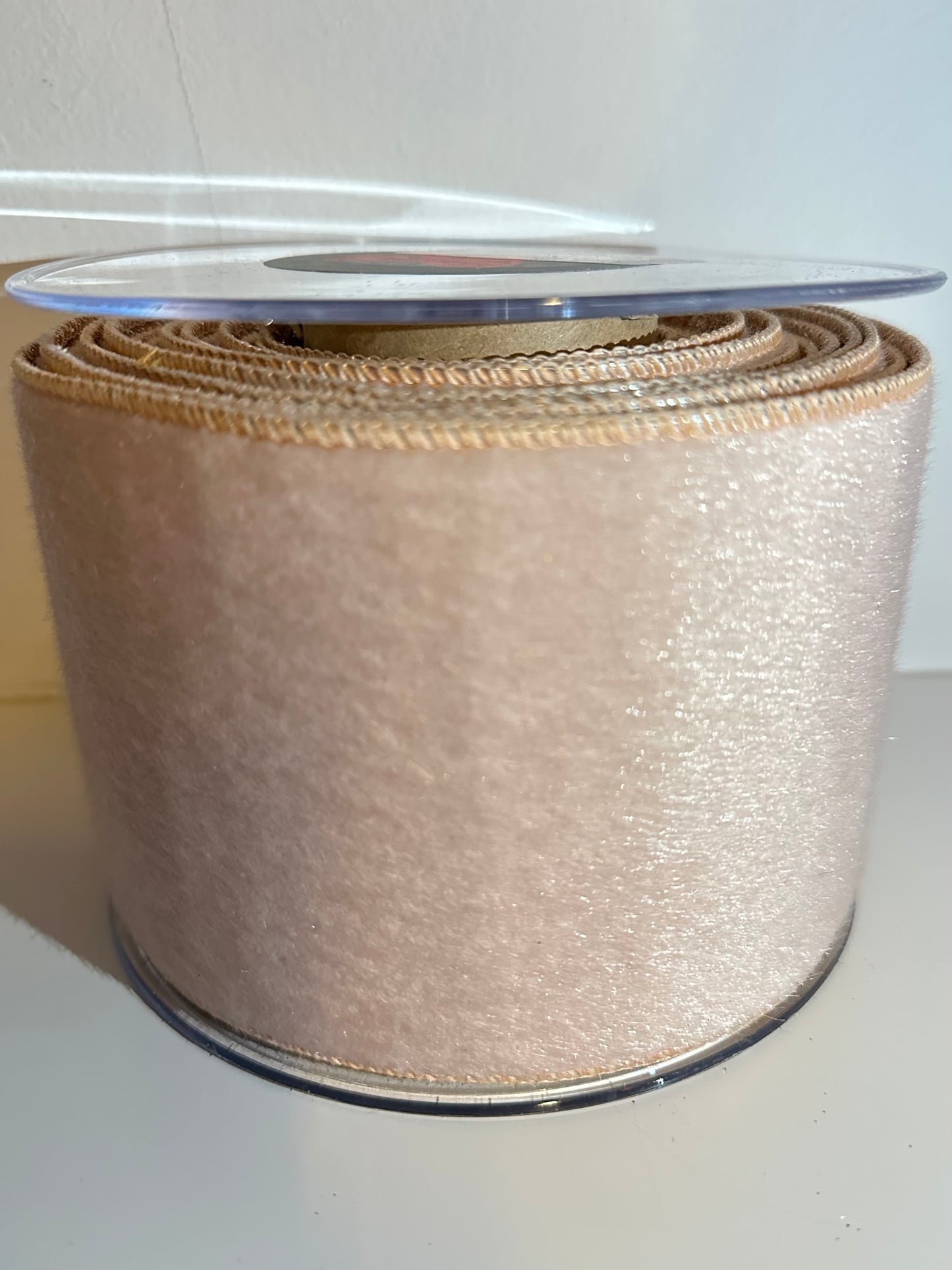 Roos bont  lint met glitter rosé goud binnenkant