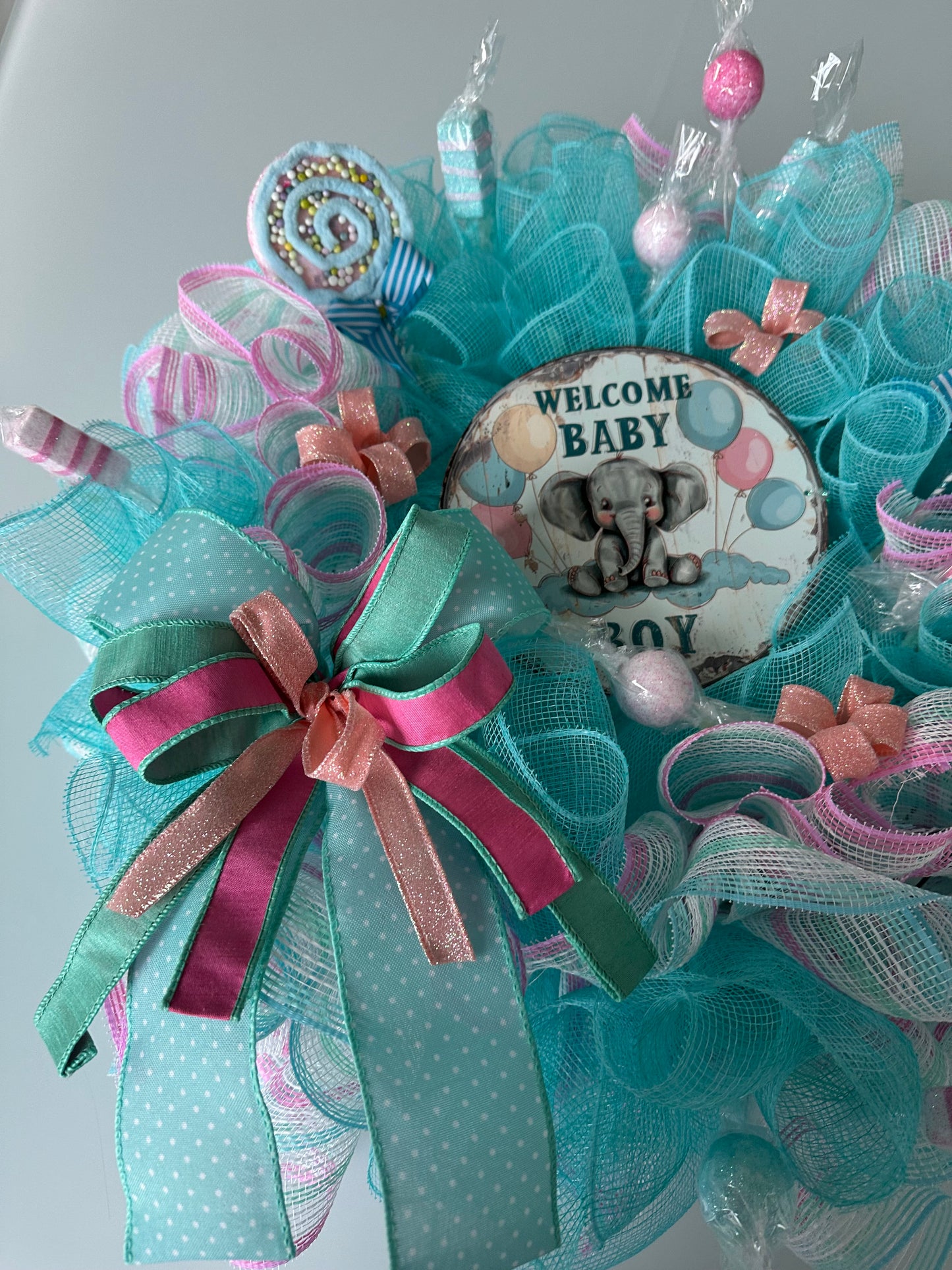 Geboortekrans - Blauw en Roze - "It's a Boy"