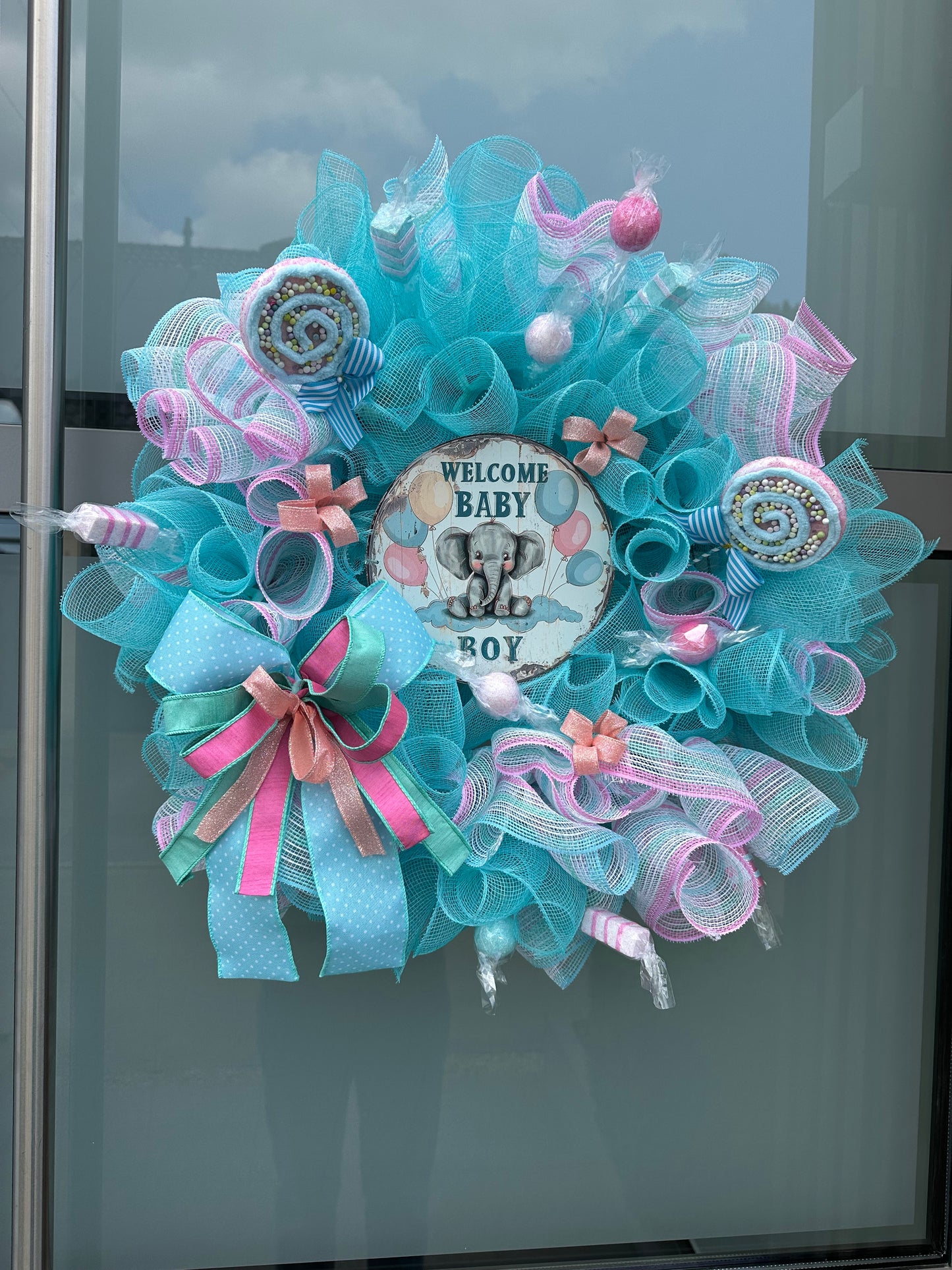 Geboortekrans - Blauw en Roze - "It's a Boy"