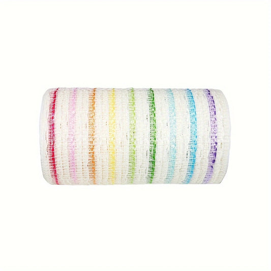 deco stof wit met regenboog lijntes