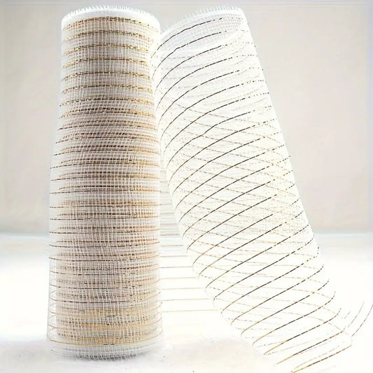 deco stof wit met metallic gouden lijntje