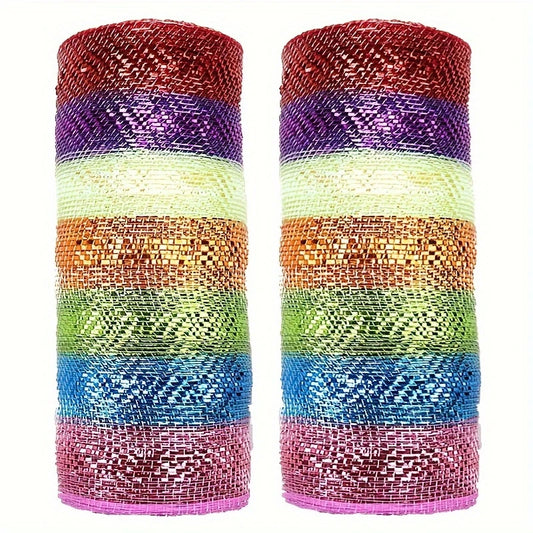 deco stof regenboog met metallic glitter