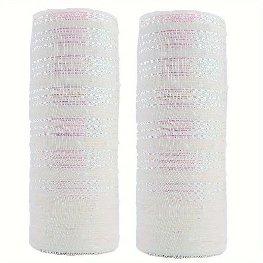 deco stof wit met metallic glitter lijntje